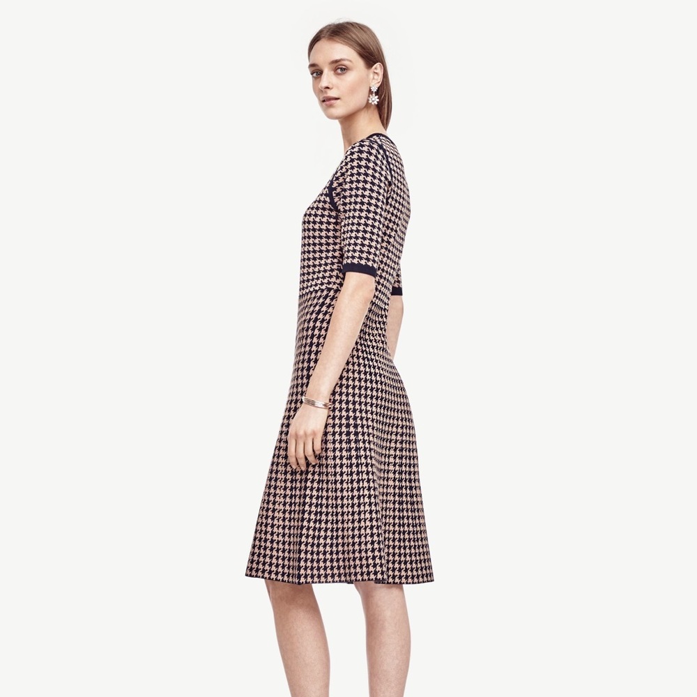 Ann Taylor Sweater Houndstooth Dress